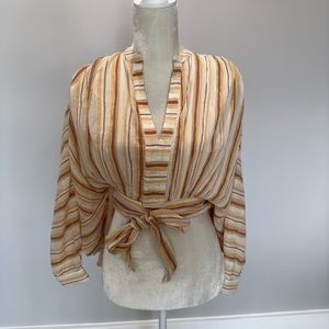 Anthropologie Striped Blouse in Orange and Cream